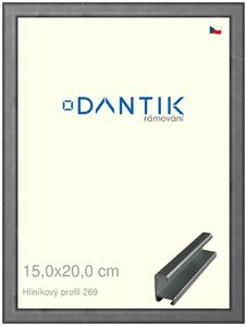 DANTIK rám na obraz 15x20 | ALU Ššedá broušená (Sklo Čiré)