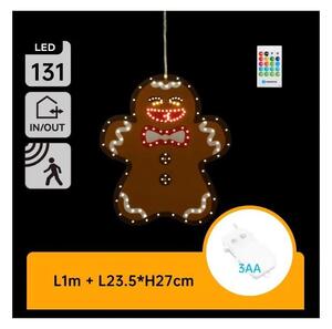 Aigostar - LED vianočná dekorácia 131xLED/3xAA IP44 + DO perníček 27 cm