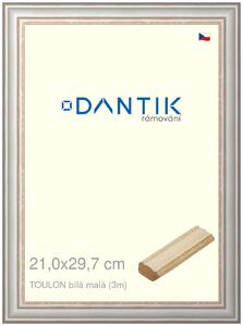 DANTIK rám na obraz 21x29,7 | TOULON bílá malá (Sklo Čiré)