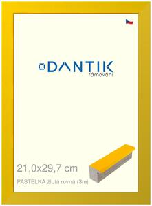 DANTIK rám na obraz 21x29,7 | PASTELKA žlutá rovná (Sklo Čiré)