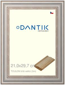 DANTIK rám na obraz 21x29,7 | TOULON bílá velká (Sklo Čiré)