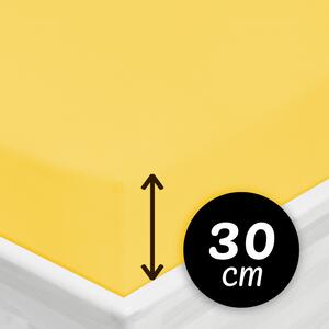 Jersey napínacie prestieradlo na vysoký matrac JR-003 Žlté 80 x 200 - výška 30 cm