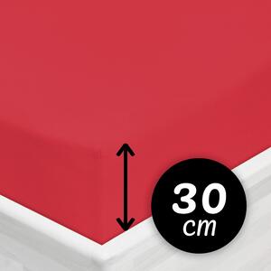 Jersey napínacie prestieradlo na vysoký matrac JR-007 Sýto červené 80 x 200 - výška 30 cm