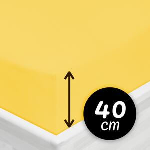 Jersey napínacie prestieradlo na extra vysoký matrac JR-003 Žlté 80 x 200 - výška 40 cm