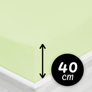 Jersey napínacie prestieradlo na extra vysoký matrac JR-018 Pastelovo zelené 90 x 200 - výška 40 cm