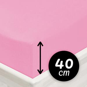 Jersey napínacie prestieradlo na extra vysoký matrac JR-008 Ružová lila 80 x 200 - výška 40 cm