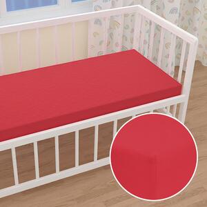Detské jersey napínacie prestieradlo do postieľky JR-007 Sýto červené 60 x 120 x 10 cm - do postieľky