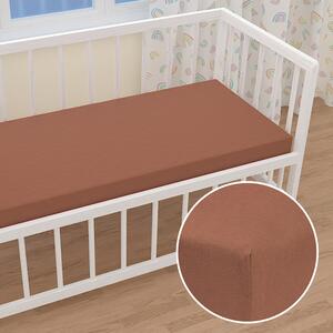 Detské jersey napínacie prestieradlo do postieľky JR-023 Orieškovo hnedé 60 x 120 x 10 cm - do postieľky