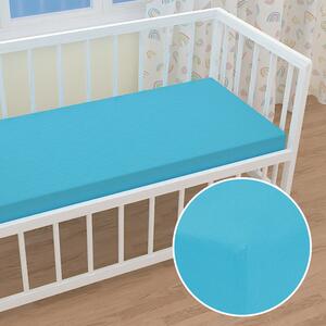 Detské jersey napínacie prestieradlo do postieľky JR-017 Azúrovo modré 60 x 120 x 10 cm - do postieľky