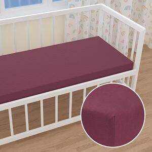 Detské jersey napínacie prestieradlo do postieľky JR-011 Bordó 60 x 120 x 10 cm - do postieľky