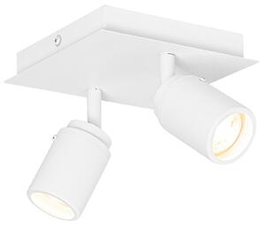 Inteligentné kúpeľňové bodové svietidlo biele štvorcové 2-svetelné IP44 vrátane 2 Wifi GU10 50mm - Ducha