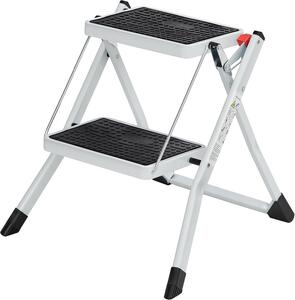 SONGMICS Dvojstupňové skladacie schodíky Hokky biele/čierne