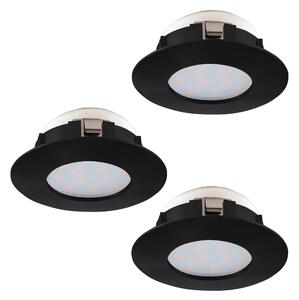 EGLO Set 3x LED podhľadové svietidlo do kúpeľne PINEDA, 4,9 W, teplá biela, 8cm, okrúhle, čierne