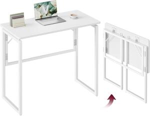 SONGMICS Skladací kancelársky stôl Vasagle Bura 80 cm biely