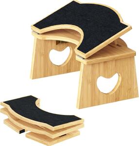 VASAGLE Bambusová skladacia stolička na toaletu Heart 37,5 cm hnedá