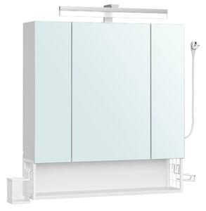 SONGMICS Kúpeľňová skrinka so zrkadlom a integrovanou nabíjacou stanicou a LED osvetlením Vasagle Elory 70 cm biela