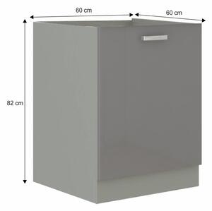 Dolná kuchynská skrinka Prado 60 D 1F BB - sivý vysoký lesk / sivá