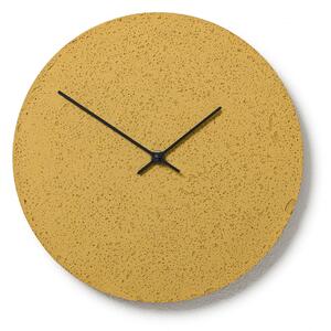 Nástenné betónové hodiny CLOCKIES, 29cm, okrúhle, žlté