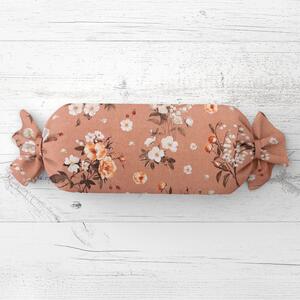 Biante Vankúš valec bonbon Sandra SA-738 Ruže a konvalinky na hnedoružovom 15x40 cm