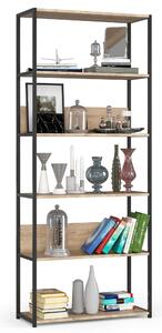 Ak furniture Industriálny regál Lamon 80 cm čierny/dub sonoma