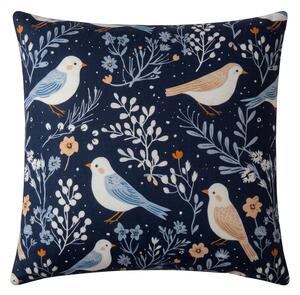 Obliečka na vankúš z mikrovlákna DENIM VTÁCI 45x45 cm, modrá