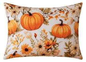 Obliečka na vankúš z mikrovlákna FLOWERS AND PUMPKINS 50x70 cm, oranžová