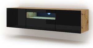 TV stolík/skrinka Aurora (dub artisan + čierna). Vlastná spoľahlivá doprava až k Vám domov. 1057685