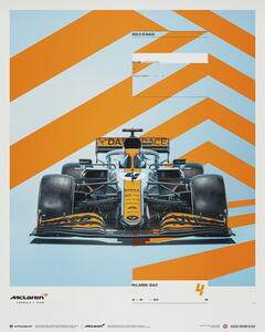 Umelecká tlač McLaren x Gulf - Lando Norris - 2021, (40 x 50 cm)