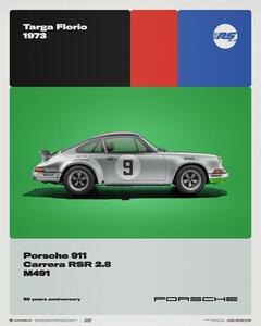 Umelecká tlač Porsche 911 Carrera RS 2.8 - 50th Anniversary - Targa Florio - 1973, (40 x 50 cm)