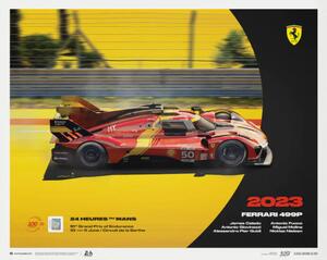 Umelecká tlač Ferrari 499P - 24h Le Mans - 100th Anniversary - 2023, (50 x 40 cm)