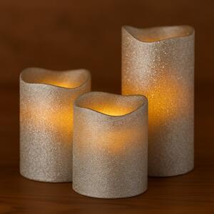 3dielna sada LED sviečok BestBerg / 10/15/20 cm / strieborná
