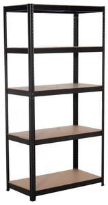 Kovový regál BestBerg BBMS-10B / 90 x 180 x 40 cm / 5 políc / čierna / hnedá
