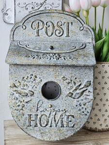 Šedá poštová schránka v tvare vtáčej búdky Post s vtáčikmi - 27*11*41 cm - Clayre & Eef
