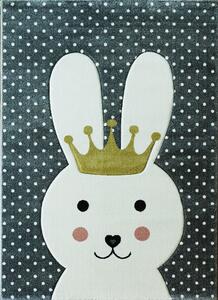 Detský koberec so zajačikom Smart Kids 22414 GREY – sivý, 120x180–160x230 Rozmer: 160x230 cm