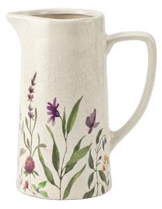 Dekoratívny keramický džbán s lúčnymi kvetmi Rustic Flora - 21*14*26 cm - Clayre & Eef
