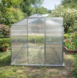 Skleník so základňou BestBerg BBGH‑606S / 3,61 m² / 190 × 190 × 194 cm / strieborná