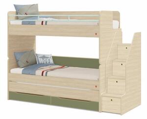 Cilek Poschodová posteľ pre 3 deti 90x200 cm s úložným priestorom (schody) Montes Natural Studio