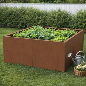 Vyvýšený cortenový záhradný záhon BestBerg BBGR-430CT / 430 l / 100 x 100 x 43 cm / corten