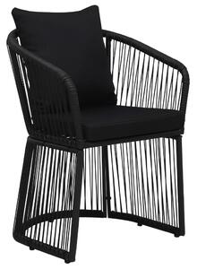 Záhradné stoličky s podložkami a vankúšmi 2 ks PVC ratan čierne
