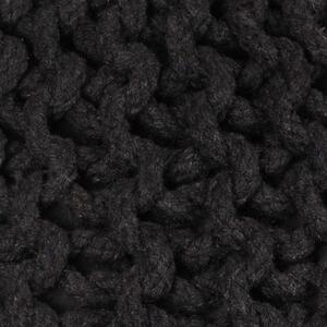Ručne pletená bavlnená taburetka, 50x35 cm, čierna