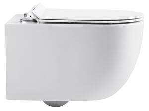 CERANO - Závesná WC misa Felci, Rimless + UF sedátko - biela lesklá - 36x52,5 cm