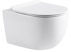 CERANO - Závesná WC misa Felci, Rimless + UF sedátko - biela lesklá - 36x52,5 cm