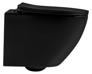 Cerano Verde, závesná WC misa Rimless 490x360x370 mm + UF toaletné sedátko, čierna matná, CER-CER-417350