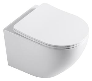 CERANO - Závesná WC misa Verde, Rimless + UF sedátko - biela lesklá - 36x49 cm