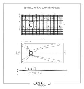 CERANO - Sprchová vanička obdĺžniková Gusto - biela matná - 150x70 cm