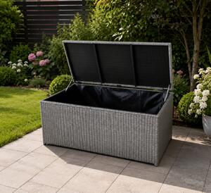 Ratanový záhradný úložný box BestBerg BBRF-B1G / 115 × 55 × 57 cm / sivá