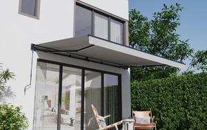 Elektrická markíza s LED osvetlením BestBerg BBSU-EL495LG / 495 x 300 cm / svetlo sivá
