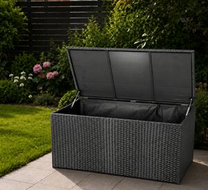 Ratanový záhradný úložný box BestBerg BBRF-B1B / 115 × 55 × 57 cm / čierna