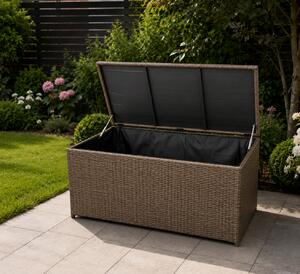 Ratanový záhradný úložný box BestBerg BBRF-B1BN / 115 × 55 × 57 cm / hnedá