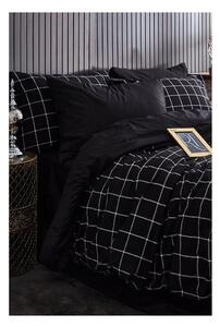 Čierne 4-dielne predĺžené obliečky na dvojlôžko s plachtou 200x220 cm Geometric – Mila Home